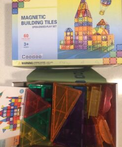 60 PCS Magnetic Building Tiles Kids Toys STEM Magnetic Blocks Sensory Toys Kids Games Magnet Building Toys for Boys and Girls Aged 3+, Kids Brain Development Preschool Kindergarten Toddler Toys 62 71AM67JbsjL