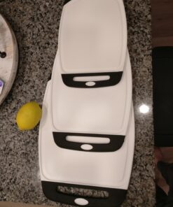 The Original Gorilla Grip Oversized 100% BPA Free Reversible Durable Kitchen Cutting Board Set of 3, Dishwasher Safe, Nonslip Handle Border Plastic Boards, Juice Grooves, Chopping Food, Cooking, Black Large (Pack of 3) Black/White 35 71AM6CVHN6L