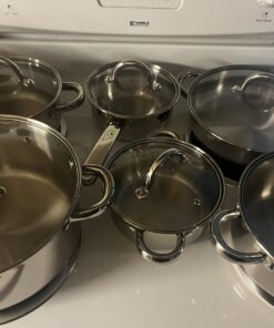 Cook N Home Kitchen Cookware Sets, 12-Piece Basic Stainless Steel Pots and Pans, Silver Stainless Steel Handle 42 71AMGQNdq8L