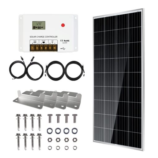 HQST 190W 12V High-Efficiency Monocrystalline Cell, RV Solar Panel Kit with 30Amp PWM Charge Controller, Adaptor Kit, Tray Cables, Mounting Z Brackets for RV, Cabins, Boats, Battery Charging