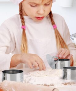 HcirjhieCookie Cutter Set, Stainless Steel Dessert Rings,4 Pc. Kit, Round Metal Baking Rings for Pastry, Biscuits, and Dough Cutting, Cakes Mousse Molding Layering Cake Cutter 9 71AMhvnSzIL