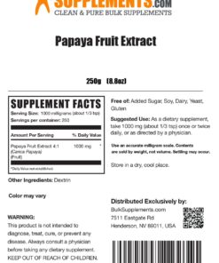 BULKSUPPLEMENTS.COM Papaya Fruit Extract Powder - from Carica Papaya, Papaya Extract - for Digestive & Skin Support, Papaya Powder - 1000mg per Serving, 250g (8.8 oz), Pack of 1 8.81 Ounce (Pack of 1) 8 71ANElZ0CPL
