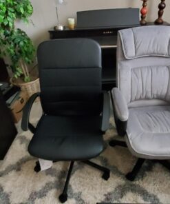 Amazon Basics Classic Office Desk Computer Chair - Adjustable, Swiveling, Ultra-Soft Microfiber, Lumbar Support, 28"D x 25"W x 43.5"H, Light Gray 23 71ANNxczXmL