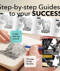 Castle Art Supplies Graphite Drawing Pencils and Sketch Set (40-Piece Kit), Complete Artist Kit Includes Charcoals, Pastels and Zippered Carry Case, Rare Pop-Up Stand 23 71AOMjYNsyL