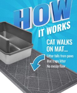 Iprimio Cat Litter Box Mat, 42x36", Gray - Cat Litter Trapping Mat - Mesh Mat Catches Litter - Kitty Litter Mat - Large Cat Litter Mat - Repels Odor, Easy Clean Non Slip Kitty Litter Trapper Mats 42x36 - Gray 19 71AObuNF6jL