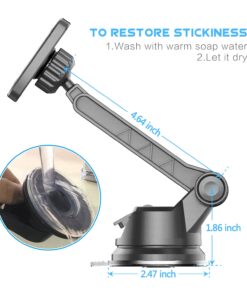 WixGear Dashboard Mount, Universal Magnetic Phone Holder for Car, Windshield Mount and Dashboard Mount Holder for Cell Phones and Tablets with Long Adjustable Arm – (New Rectangle Head) 34 71AOfiu5qLL