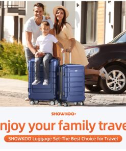 SHOWKOO Luggage Sets Expandable PC+ABS Durable Suitcase Double Wheels TSA Lock 3pcs Blue 20in24in28in 29 71APyYU74qL