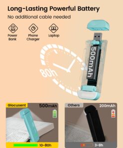 Glocusent USB Rechargeable Book Light for Reading in Bed, Portable Clip-on LED Reading Light, 3 Amber Colors & 5 Brightness Dimmable, Compact & Long Lasting, Perfect for Book Lovers, Kids Blue 39 71AR58GLKnL