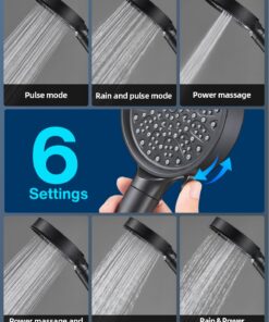 Cobbe Filtered Shower Head with Handheld, High Pressure 6 Spray Mode Showerhead with Filters, Water Softener Filters Beads for Hard Water - Remove Chlorine - Reduces Dry Itchy Skin, Matte Black Round 1. Matte Black 24 71AR8K9fUPL