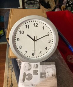 Clock Safe:10-Inch Battery-Operated Analog Clock with Hidden Wall Safe for Jewelry, Cash, Valuables, and More by Trademark Home (Silver) 42 71ARRS1H9DL