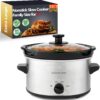 2-Quart Electric Oval Slow Cooker - Adjustable Temp, Entrees, Sauces, Stews & Dips, (Stainless Steel)