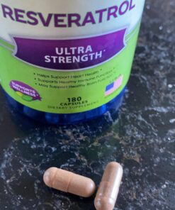 aSquared Nutrition 100% Natural Resveratrol - 1000mg Per Serving Max Strength (180 Capsules) Antioxidant Supplement, Trans-Resveratrol Pills for Heart Health & Pure, Trans Resveratrol & Polyphenols 24 71ASfRTudTL