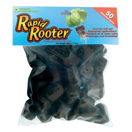 General Hydroponics Rapid Rooter, Starter Plug for Seeds or Cuttings, Great for Soil or Hydroponics Growing System, 50 Plugs 50 Count