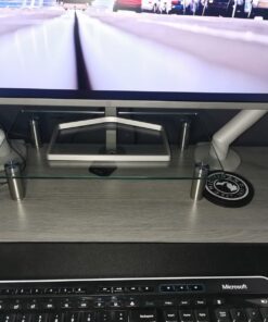 WALI Glass Monitor Stand Riser for Desk,Height Adjustable Computer Monitor Riser, Clear Monitor Stand for Laptop TV Computer Screen, Desk Organization, Office Supplies (GTT001), 16 X 10 inch, Clear 27 71AUAr8haL