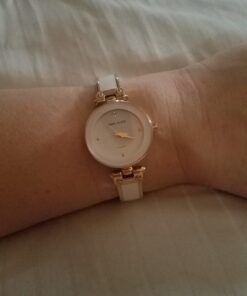 Anne Klein Women's Genuine Diamond Dial Bangle Watch White/Rose Gold 22 71AVIE7giYL