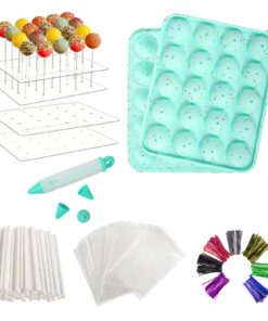 Junxave BPA Free Cake Pop Mold Set, Lollipop Silicone Molds, Cake Pop Trays with Stand Holder 100 Sticks Treat Bags 19 71AVIHHOMFL