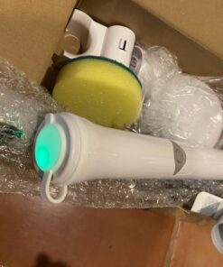 Electric Spin Scrubber, Cordless Power Brush Floor Scrubber with Adjustable Extension Arm and 4 Replaceable Bathroom Cleaning Brush Heads, Ideal for Tub, Tile, and Floor Cleaning White 45 71AXetimLyL