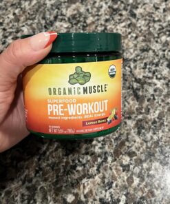 Organic Muscle Superfood Pre Workout Powder for Men & Women, Lemon Berry - USDA Organic Preworkout Supplement for Endurance - Vegan, Natural, Plant-Based, & Low Caffeine Pre-Workout Energy Powder Large (Pack of 1) 28 71AXtnMskqL