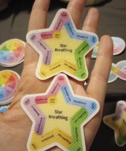 Cusprtm 48 Pcs Anxiety Sensory Stickers, 2 Textured Tactile Rough Calm Stickers Large Size Breathing Stickers Mindfulness Stickers for School Office Classroom Adults Teens Sensory Items 46 71AYISESeL