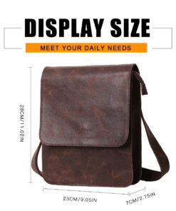 Leathario men's crossbody bag Leather shoulder bag for men messenger Retro PAD Bag Satchel Sling Travel Work Brown-604 14 71AZUGYYdrL