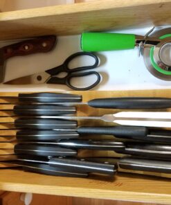 In-Drawer Knife Block Organizer - Bamboo Wood Drawer Knife Organizer - Holds 5 Long + 6 Short Knives (Not Included) - Store Knives with Blades Pointing Down Natural 47 71AZkwrKMIL