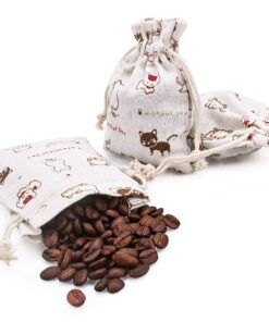 Amariver 24 Pcs Cute Cat Burlap Drawstring Bag Double Drawstring Linen Bags Reusable Linen Pouches, Perfect for Jewelry Pouch, Wedding Birthday Parties Favor, Gift/Candy Bags, Set of 24 9 71AZthsaeYL