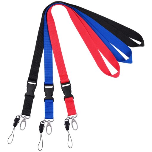 Wisdompro Office Lanyard Premium Polyster Neck Lanyard with J-Hook & Detachable Buckle For Phones, Camera, iPod, Key, ID Name Tag Badge Holder And Other Portable Staff - Red / Black / Blue, - 3pcs, 23" 3pack(red, Black & Blue)