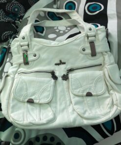 Purses and Handbags Women Tote Shoulder Top Handle Satchel Hobo Bags Fashion Washed Leather Purse 1-white 17 71Aac5c7JEL