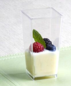 Alternative view of Zappy Tall Square Mini Cube 3oz Clear Plastic Tasting / Sample Shot Glasses Parfait / Souffle Jello Dessert Tumbler Cups 40 Ct Party Mini Dessert Cups 40 3 oz Square Dessert Cups