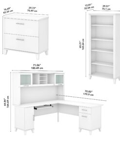 Bush SET012WH 72-Inch W L-Shaped Desk w/Hutch Lateral File Cabinet and Bookcase White 8 71AbflZ8mPL