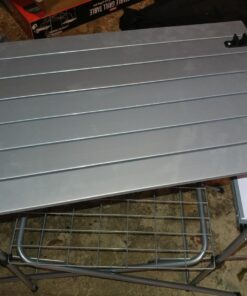 Camco Olympian Deluxe Portable Grill Table | Provides Plenty of Room for Grilling Gear | Ideal for Picnics, Camping, Boating, Tailgating, and Backyard BBQs | (57293) Silver Camping Grill Table 50 71AbvS9KqXL