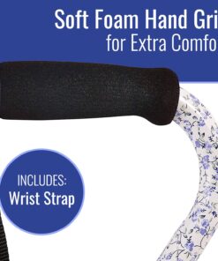 DMI Adjustable Designer Cane with Offset Handle, Comfort Grip and Strap, Tiny Flowers, FSA and HSA Eligible 15 71AchyCeMBS