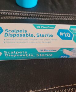 Medpride Disposable Scalpel Blades| Sharp, Tempered Stainless-Steel Blades | Pack of 10 Sterile Scalpel Knives| Plastic Handle| Individual Pouches| for Dermaplaining, Podiatry, Crafts & More (#10) #10 39 71Ad8w6JcL