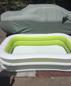 Intex 56483EP Inflatable 8.5' x 5.75' Swim Center Family Pool for 2-3 Kids, Backyard Splash Pool for Children 6+ Years Old, 198-Gallons, Blue & White Family Swim Center 59 71AfkZvKyiL 1