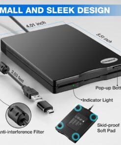 Chuanganzhuo Floppy Disk Reader,3.5 inch External USB Type C Floppy Disk Drive for PC,Laptop and Desktop Computer,Floppy disc Reader for Windows 11/10/8/7/2000/XP,Black 25 71Ag Nh3bFL