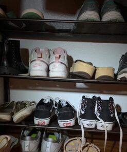 SONGMICS 3-Tier Shoe Rack Storage, Adjustable Metal Mesh Shoe Organizer Stand, Flat/Angled Stackable Shoe Rack Shelf for 9-12 Pairs, Shoe Tower for High Heels, Sneakers, Bronze, 12.1" x 29.1" x 24.7" 33 71AgBjVAsbL