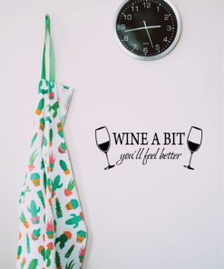 Blinggo WINE A BIT you'll feel better Quote Letter Wall Sticker Decal Home Arts Dinning Kitchen Lounge Decor Wall Decoration 22''X10'' Black 15 71AgCKIYxL