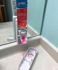 iLifeTech Hands Free Toothpaste Dispenser, Bathroom Toothbrush Holder, Automatic Toothpaste Squeezer and Holder Set (5 Brush Holder), White 26 71AgHUnDbjL