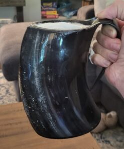 AleHorn Original Handcrafted Authentic Viking Drinking Horn Tankard for Beer Mead Ale - Genuine Medieval Inspired Stein Mug Food Safe Vessel with Handle (XL - 20oz, Durable Resin Base) XL - 20oz 31 71Ah8dw3MqL