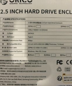 ORICO 2.5 inch USB C Hard Drive Enclosure USB 3.1 Gen 1 to SATA III External Hard Drive Case for SSD HDD 9.5 7mm Tool-Free with UASP, White (25PW1-C3) ORICO-25PW1-C3-WH 30 71AjL1xC8L