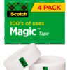 Scotch Magic Tape, Invisible, Repair Christmas Cards and Use as Holiday Gift Wrap Supplies for Christmas, 4 Tape Rolls No Dispenser 16 71AjjH50mdL