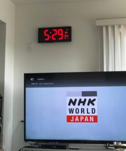 AcuRite Large Digital LED Oversized Wall Clock with Date, Temperature and Fold-Out Stand, 18-Inch, Red 36 71Ajpr MOxL