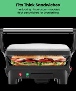 Chefman Panini Press Grill and Gourmet Sandwich Maker Non-Stick Coated Plates, Opens 180 Degrees to Fit Any Type or Size of Food, Stainless Steel Surface and Removable Drip Tray, 4 Slice, Black 27 71Ak5zcuUWL
