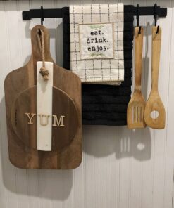 Wallniture Gourmet Kitchen Rail with 10 Hooks, Wall Mounted Wrought Iron Hanging Utensil Holder Rack with Black 17 Inch 26 71AkRpHmCtL