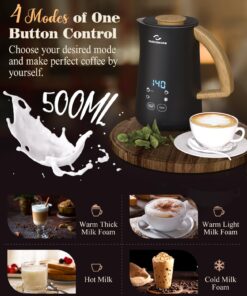 Alternative view of Nuovoware 4-in-1 Milk Frother and Steamer with Temperature Control Dispaly Screen, Electric Automatic Frother for Hot Chocolate Milk, Cappuccinos, Latte, Macchiato, Black