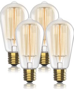 Vintage Incandescent Edison Light Bulbs 60W (4 Pack)- E26/E27 Base 2100K Dimmable Decorative Lightbulbs for Outdoor and Indoor - ST64 Style Warm Light - Antique Squirrel Filament 4 Count (Pack of 1) Squirrel Filament - Clear Glass