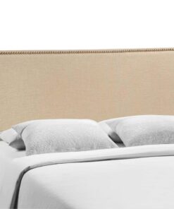 Modway Region Linen Fabric Upholstered Queen Headboard in Cafe with Nailhead Trim Café 18 71An14cCWHL