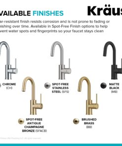 KRAUS Oletto Single Handle Kitchen Bar Faucet with QuickDock Top Mount Assembly in Brushed Brass, KPF-2600BB, 12 1/2 Inch 19 71And4WORjL