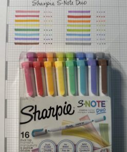 SHARPIE S-Note Duo Dual-Ended Creative Markers, Part Highlighter, Part Art Marker, Assorted Colors, Fine and Chisel Tips, Includes Stand-up Easel, 16 Count 40 71AoCw5ShRL