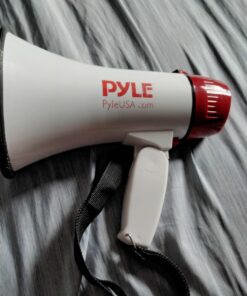 Pyle Megaphone Speaker PA Bullhorn - 20 Watts & Adjustable Vol Control w/ Built-in Siren & 800 Yard Range for Football, Baseball, Hockey, Cheerleading Fans & Coaches or for Safety Drills - PMP20,White 42 71AottRJWPL 1
